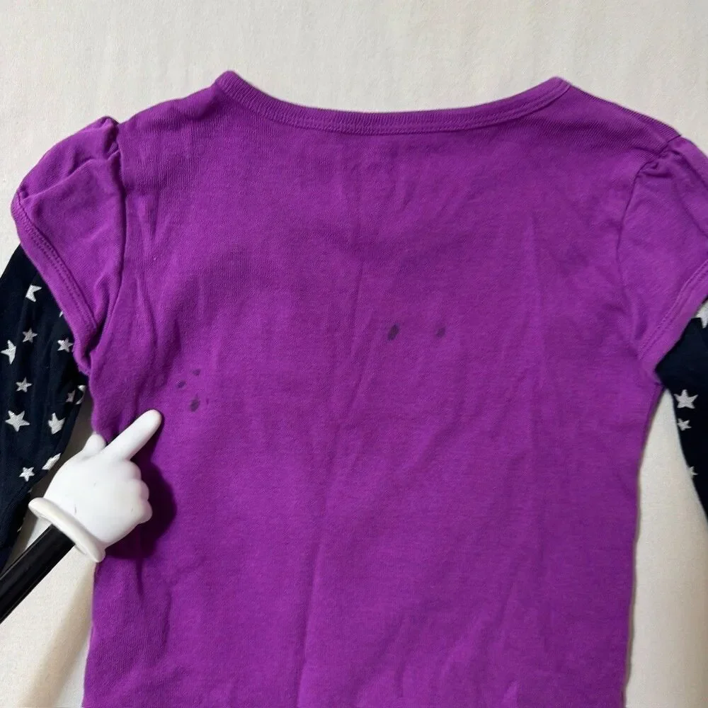 Halloween Witch Shirt Girls 4T Top Star Purple Black Glitter Long Sleeve Cute